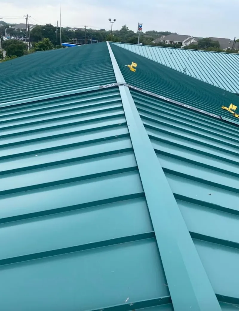Green commercial metal roof ridge and valley for Metal Roof Repair in North Haven